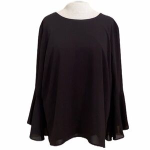 Gold Ray blouse black flare sleeves XXL keyhole back